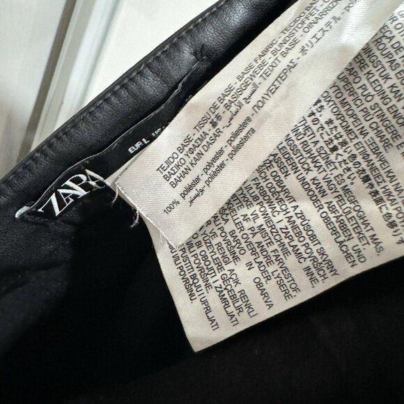 ZARA Faux Leather Leggings Skinny Pants‎ Side Zipper Slit Size Large L - Picture 8 of 10